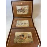 HUNTING INTEREST; R.D; a set of three late Victorian watercolours, each with annotations to the