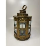 A late 19th century Continental embossed brass cylindrical ceiling candle holder with stepped