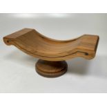 DAVID LINLEY; a contemporary zebrawood and silver inlaid cheese stand with dished upper section