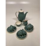 ROYAL DOULTON; a 'Spindrift' D6466 pattern coffee set comprising coffee pot, six cups, six