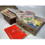 A large collection of magazines, comics and newspapers to include 1950s Beanos in two suitcases.