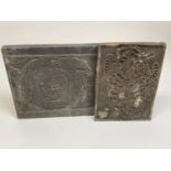 Two Oriental carved wooden printing blocks.