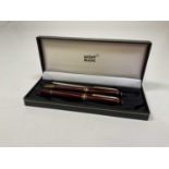 MONTBLANC; two ballpoint pens presented in original box, one af.