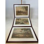 HUNTING INTEREST; a set of three coloured prints, 'Partridge Shooting 1', 'Hare Hunting 2nd', and '