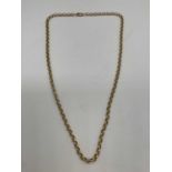A 9ct yellow gold hoop link chain, length approx. 52cm, approx. 19.5g.