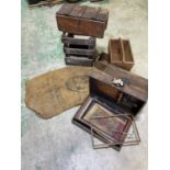 A quantity of wooden boxes including a Coates, Gaymers Whiteways crate.