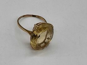 A 9ct yellow gold citrine dress ring, size L, approx. 4.28g.