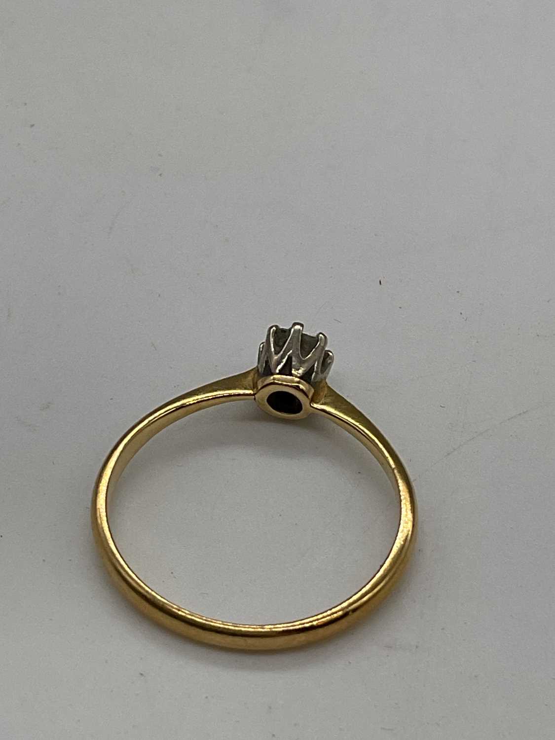 An 18ct yellow gold diamond solitaire ring, the old cut stone approx. 0.2cts, size N 1/2, approx. - Image 4 of 4