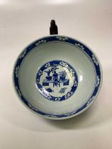 A large Chinese blue and white bowl. 13cm high, 34cm diameter.