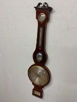 J & W LETTY OF DUNSTER; a 19th century mahogany five dial wheel barometer, length 98cm (af)