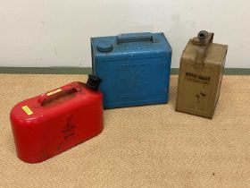 Three vintage advertising fuel cans
