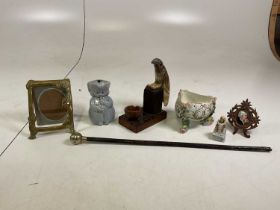 A group of assorted collectibles to include a novelty ash tray in the form of a bird, an Art Nouveau