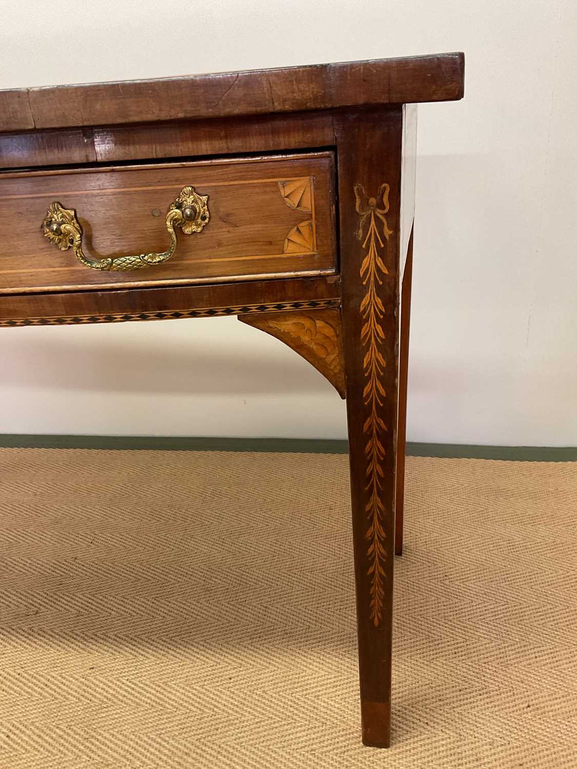 An early 19th century mahogany and inlaid bowfronted serving table with two frieze drawers raised on - Image 6 of 6