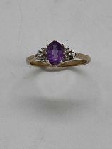 A 9ct yellow gold pale amethyst dress ring, size Q, approx. 2.3g.