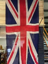 A large vintage linen Union Jack, 360 x 170cm