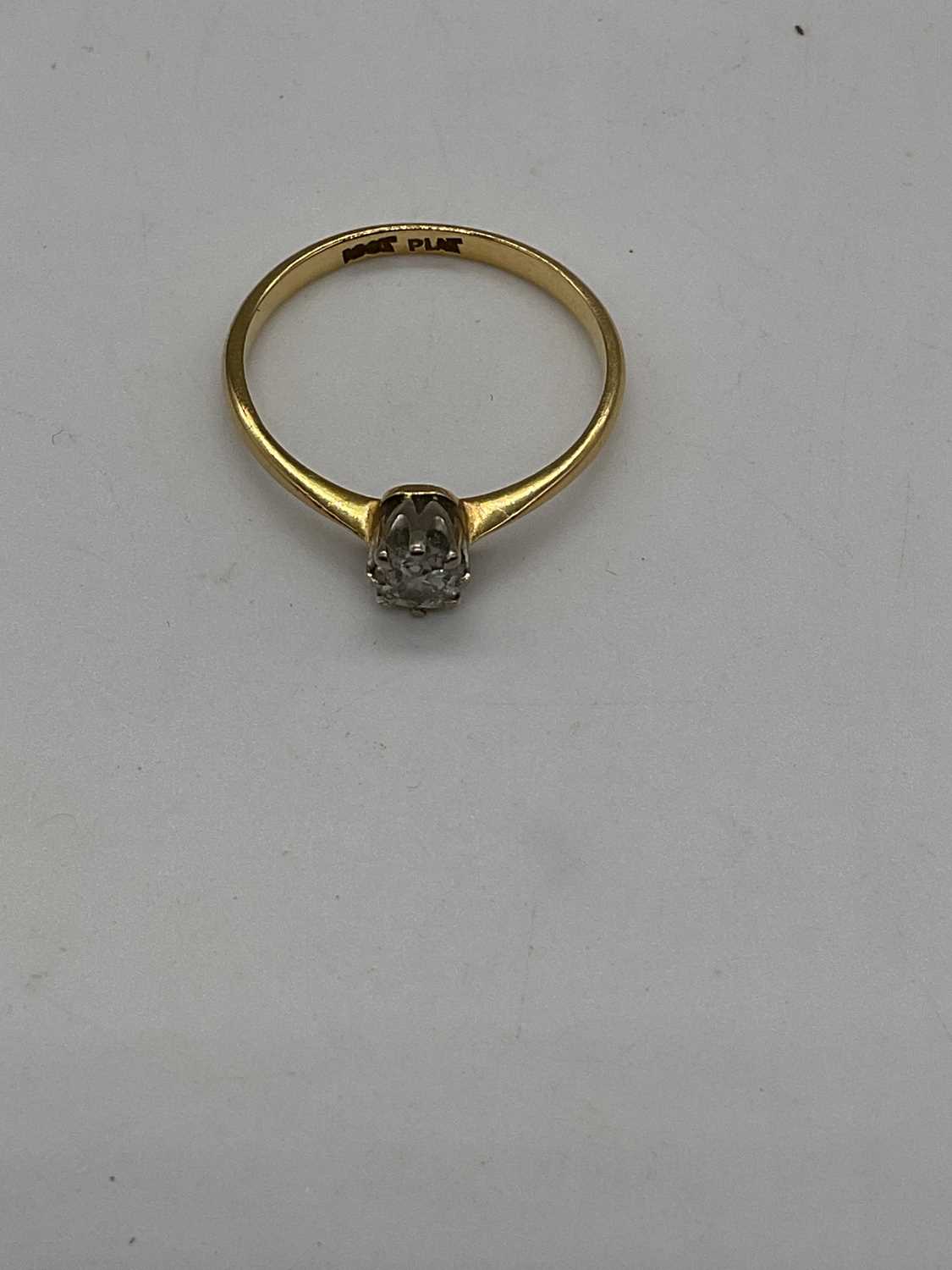 An 18ct yellow gold diamond solitaire ring, the old cut stone approx. 0.2cts, size N 1/2, approx. - Image 2 of 4