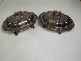 MATTHEW BOULTON; a large pair of early to mid 19th century silver plated tureens, liners, and