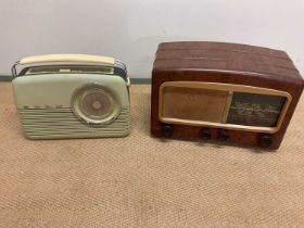 A Melody Maker model 501UL bakelite radio, together with a Bush radio in a cream colour (2)