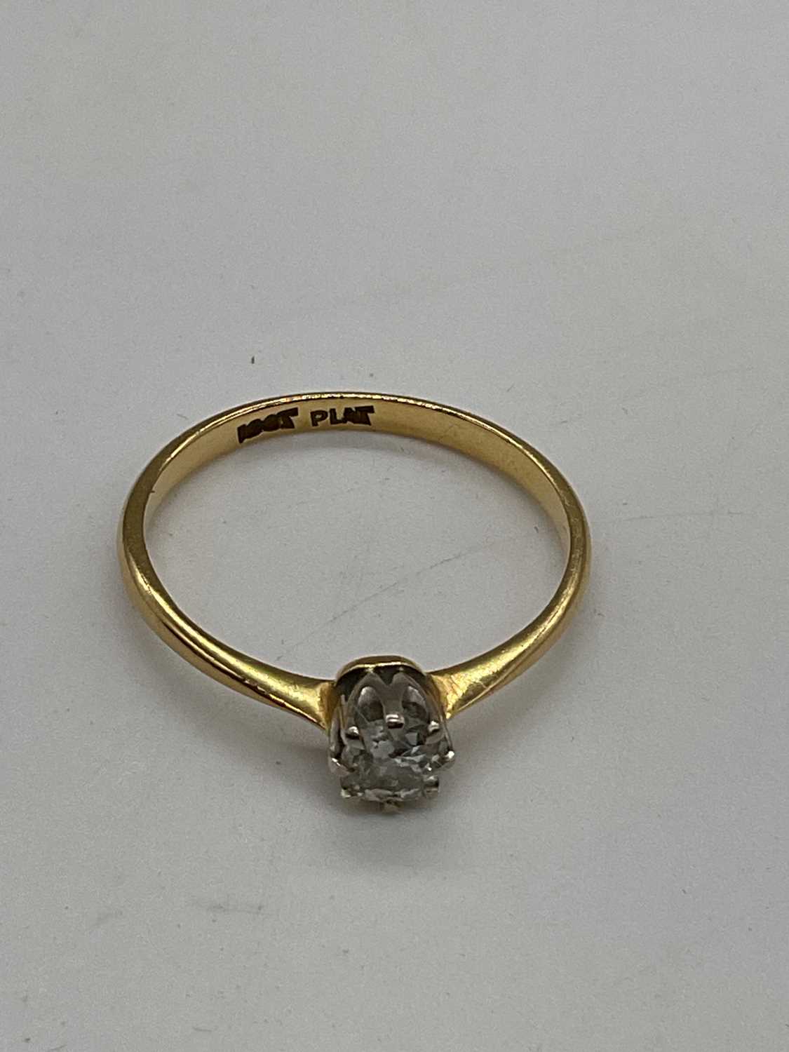 An 18ct yellow gold diamond solitaire ring, the old cut stone approx. 0.2cts, size N 1/2, approx. - Image 3 of 4