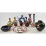 A mixed lot of mainly modern Chinese and Japanese wares including Imari vase, a blue and white