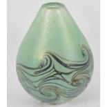 SIDDY LANGLEY; a green art glass vase, signed to base, height 18cm.