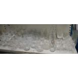 A large quantity of assorted clear glassware.