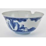 A 19th century Chinese blue and white porcelain bowl, diameter 19cm (af).