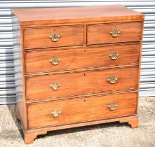 A 19th century mahogany chest of two short and three long drawer, width 99cm.