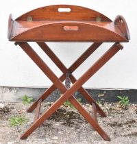 A 19th century mahogany butler's tray on folding stand, 72 x 50cm.