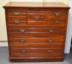A late 19th century walnut chest of eight assorted drawers, width 122cm, height 122cm.