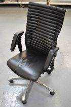 A modern black office chair.