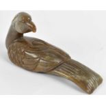 A carved agate figure of a bird, length 12.5cm.