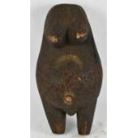 TRIBAL ART; an African carved wooden body mask, possibly Makonde, height 53cm.