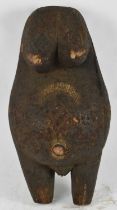 TRIBAL ART; an African carved wooden body mask, possibly Makonde, height 53cm.