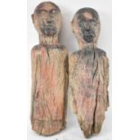 TRIBAL/FOLK ART; two primitive wooden carvings, presumably memorial or shrine figures, height 42cm