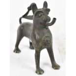 A bronze model of a lion aquamanile, height 13cm. Condition Report: The vacant aperture in the