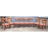 A set of eight 19th century mahogany bar back dining chairs on turned reeded supports (6+2).