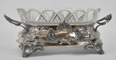 A late 19th Swedish hallmarked silver oval centrepiece with cut glass insert, C G Hallberg, 1896, 42
