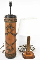 An interesting French cylindrical table lamp, presumably modelled from an old printing block, height