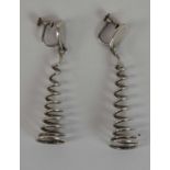 HANS HANSEN; a pair of stylish contemporary silver earrings, approx. 14.5g.