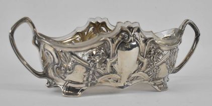 An Art Nouveau Danish 830 standard silver centrepiece with clear glass liner, assay marks for