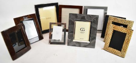 A collection of modern photograph frames including a boxed Greggio Argento example, Lappas etc. (