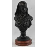 A French bronze bust of a female, height 32cm, on a later socle base, total height 35cm.