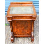 A Victorian inlaid walnut Davenport desk of typical form, width 54cm, height 84cm.