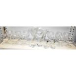 COLLE; a collection of glassware including ewer, pair of decanters, a set of twelve brandy glasses