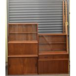 A mid-century teak six part sectional wall unit with mounting brackets, width 80cm.