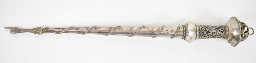 JUDAICA; late 19th century Russian/Lithuanian 84 zolotnik silver yad or Torah pointer with domed top