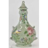 COPELAND SPODE; an early 20th century bird and floral decorated vase with cover, height 31cm.