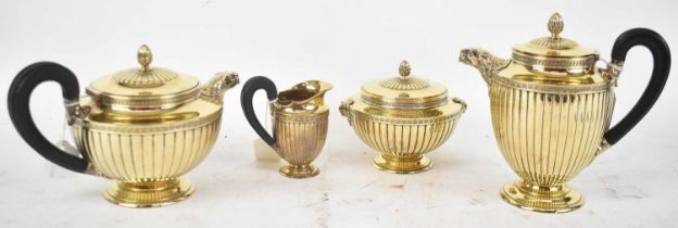 PUIFORCAT, PARIS; a good 19th century French silver four piece tea service, comprising teapot,