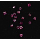 A parcel of unmounted mixed square step-cut rubies, 2.75ct.